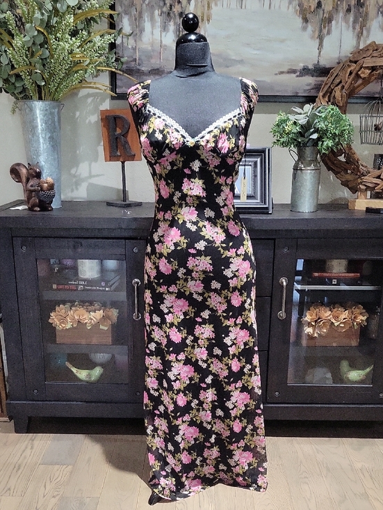 Liberty Love Dresses & Skirts - Liberty Love Black Floral Slip Dress with Pink & Cream Flowers